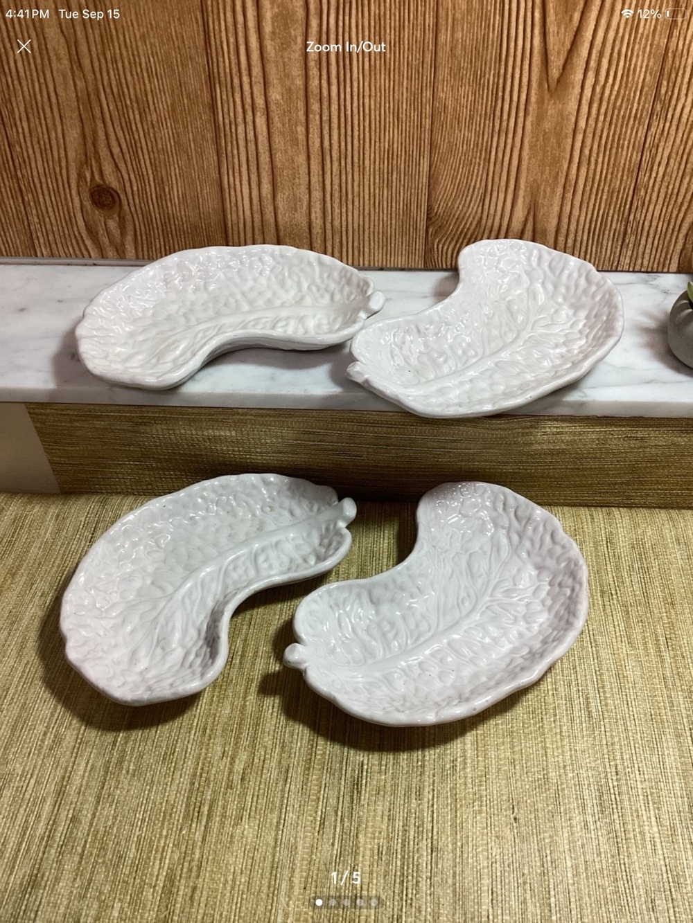 Vintage Italian Pottery Langbein Crescent Cabbage Leaf Serving Dishes - Set of 4